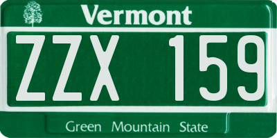 VT license plate ZZX159