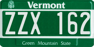 VT license plate ZZX162