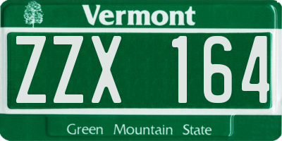 VT license plate ZZX164