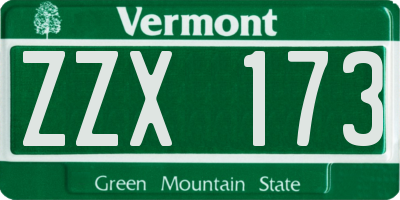 VT license plate ZZX173