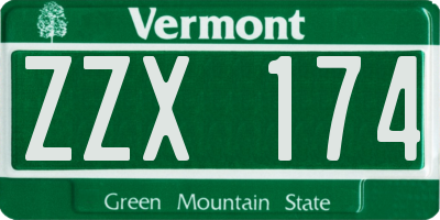 VT license plate ZZX174