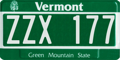 VT license plate ZZX177