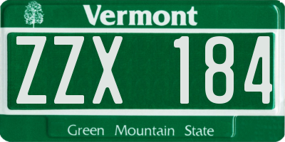 VT license plate ZZX184