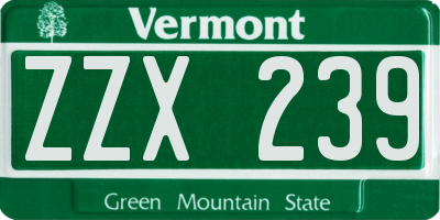 VT license plate ZZX239