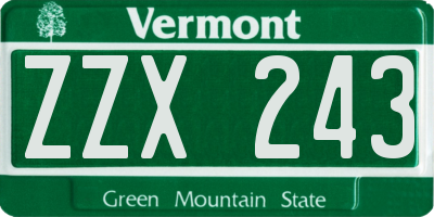 VT license plate ZZX243