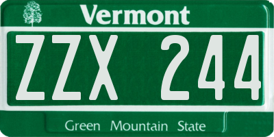 VT license plate ZZX244