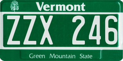 VT license plate ZZX246