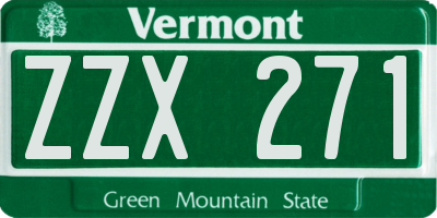 VT license plate ZZX271