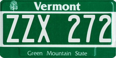 VT license plate ZZX272