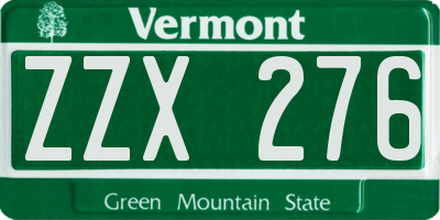 VT license plate ZZX276