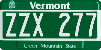 VT license plate ZZX277