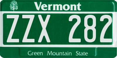 VT license plate ZZX282