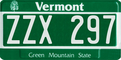VT license plate ZZX297