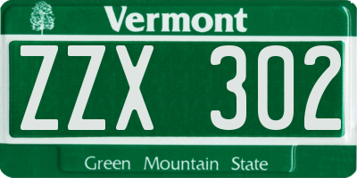 VT license plate ZZX302