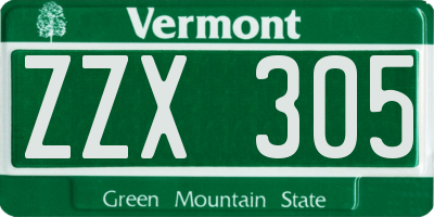 VT license plate ZZX305