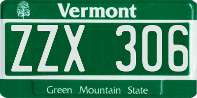 VT license plate ZZX306