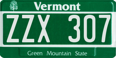 VT license plate ZZX307