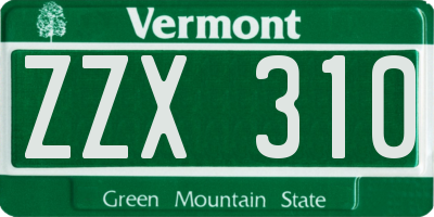 VT license plate ZZX310