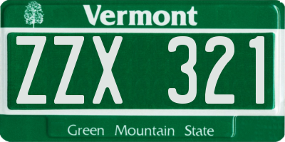 VT license plate ZZX321