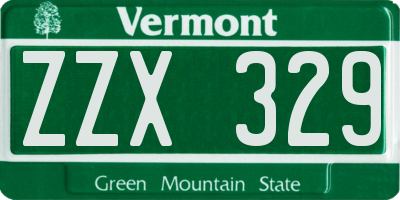 VT license plate ZZX329
