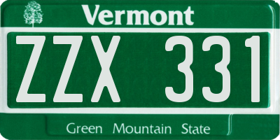 VT license plate ZZX331