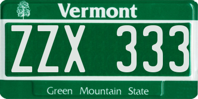 VT license plate ZZX333