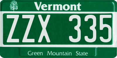 VT license plate ZZX335