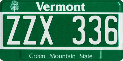 VT license plate ZZX336
