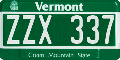 VT license plate ZZX337