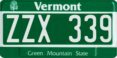 VT license plate ZZX339