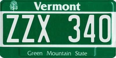 VT license plate ZZX340