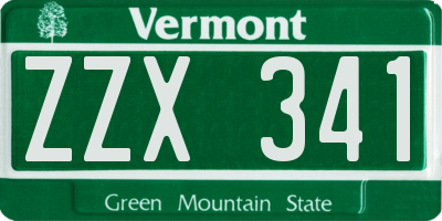 VT license plate ZZX341