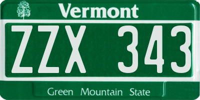VT license plate ZZX343