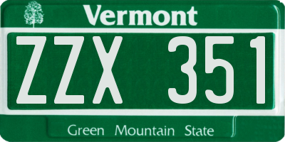 VT license plate ZZX351