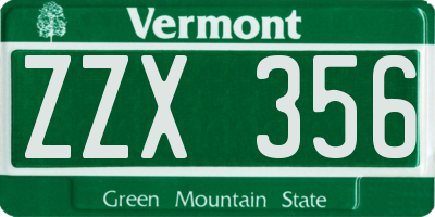 VT license plate ZZX356