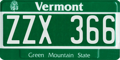 VT license plate ZZX366