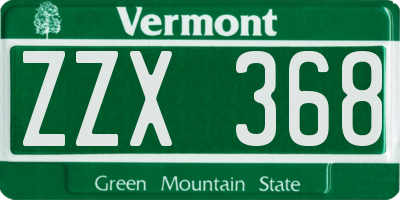 VT license plate ZZX368
