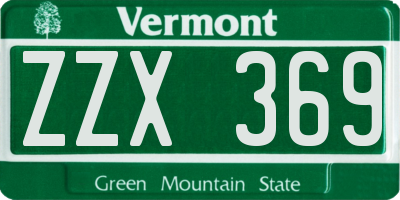 VT license plate ZZX369