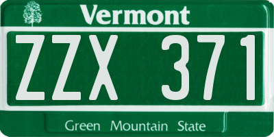 VT license plate ZZX371