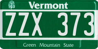 VT license plate ZZX373