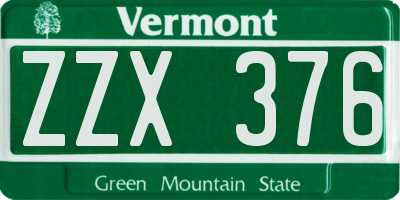 VT license plate ZZX376