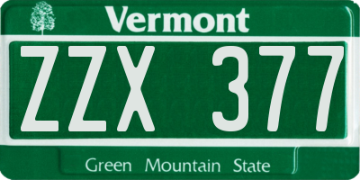 VT license plate ZZX377