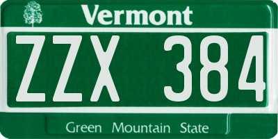 VT license plate ZZX384