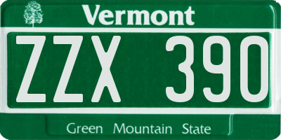 VT license plate ZZX390