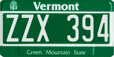 VT license plate ZZX394