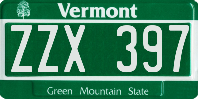 VT license plate ZZX397