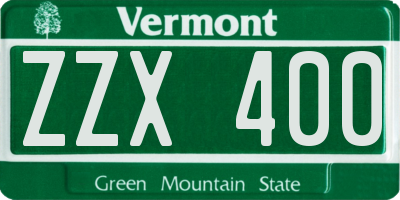 VT license plate ZZX400