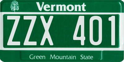 VT license plate ZZX401