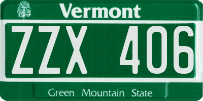 VT license plate ZZX406