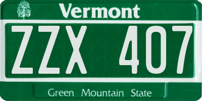 VT license plate ZZX407